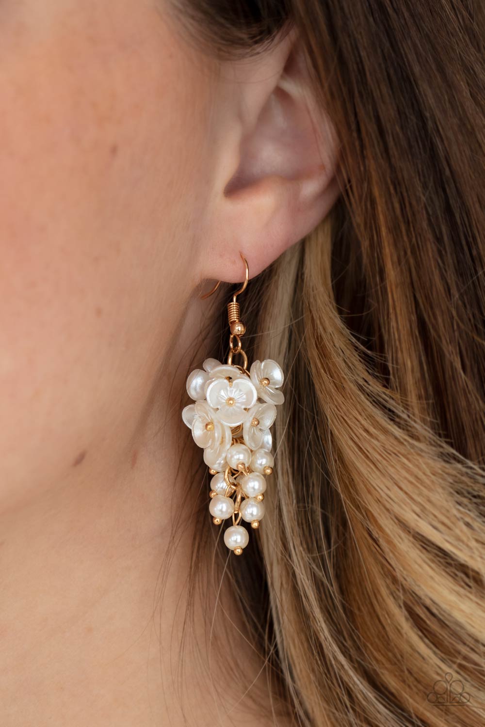 Paparazzi Earrings ~ Bountiful Bouquets - Gold