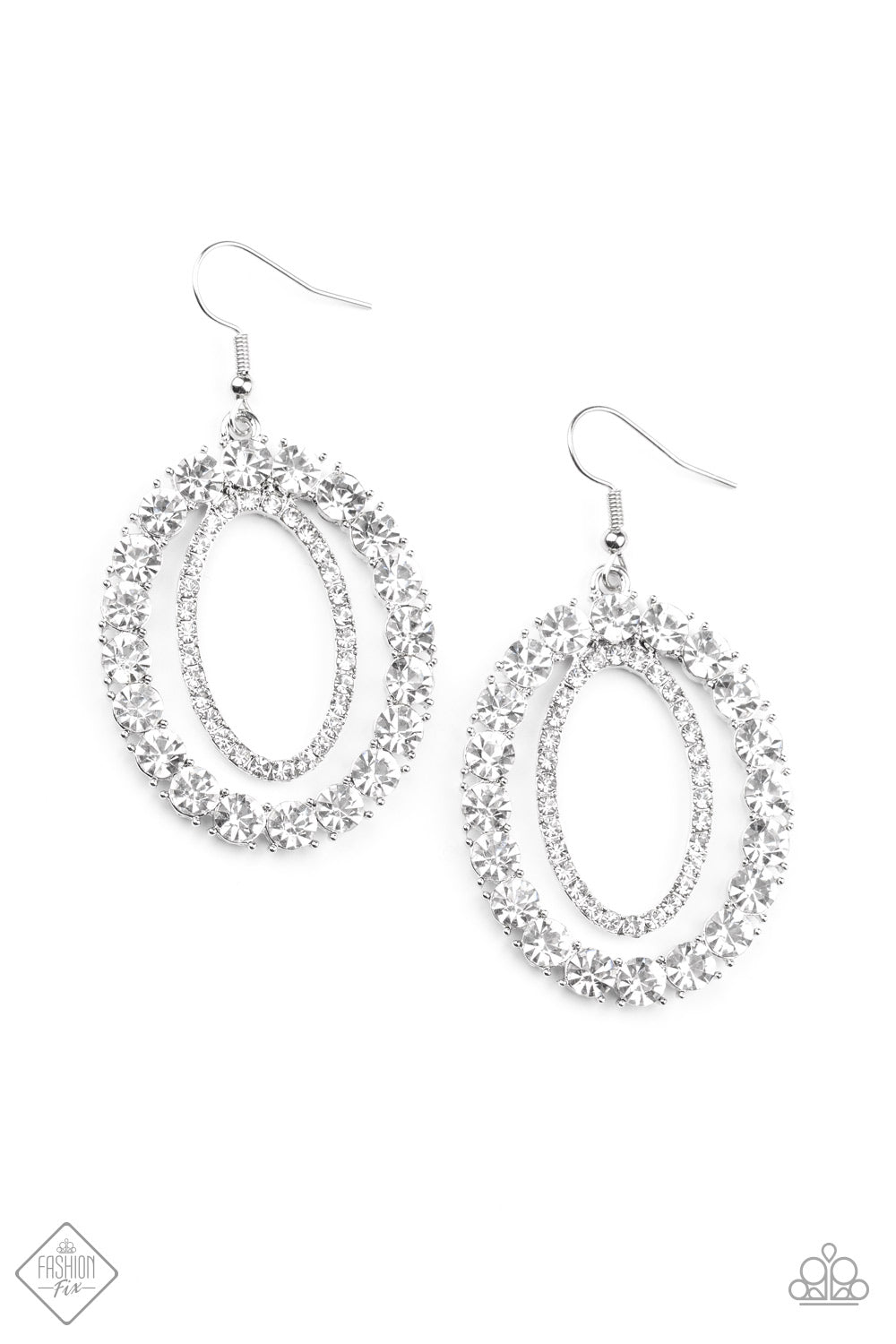 Paparazzi Earrings ~ Deluxe Luxury - Fashion Fix Nov 2020 - White