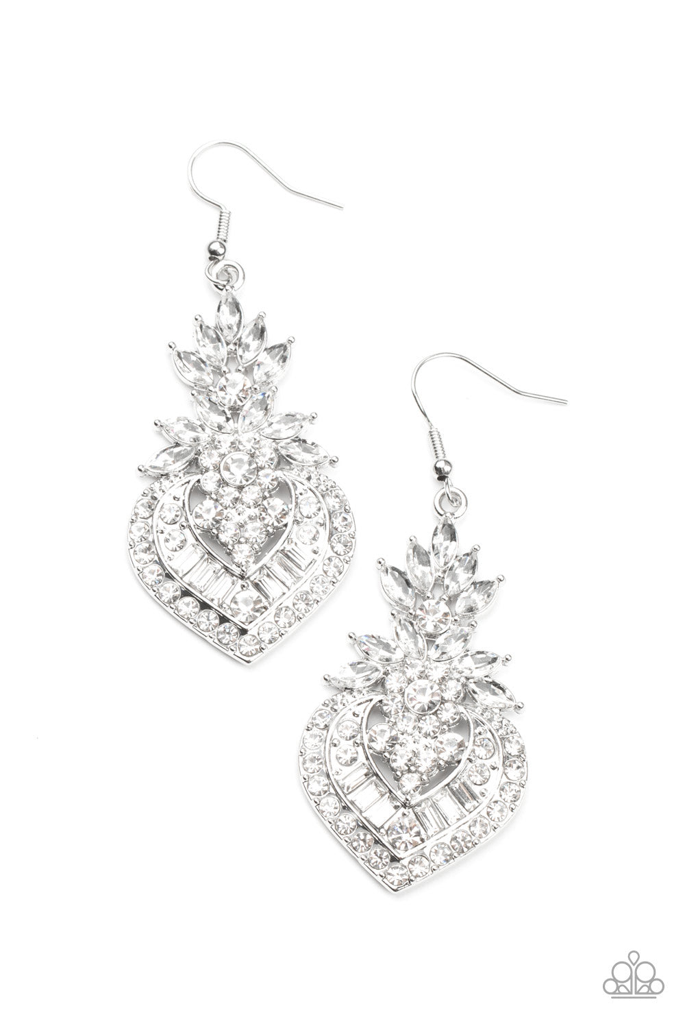 Paparazzi Earrings ~ Royal Hustle - White