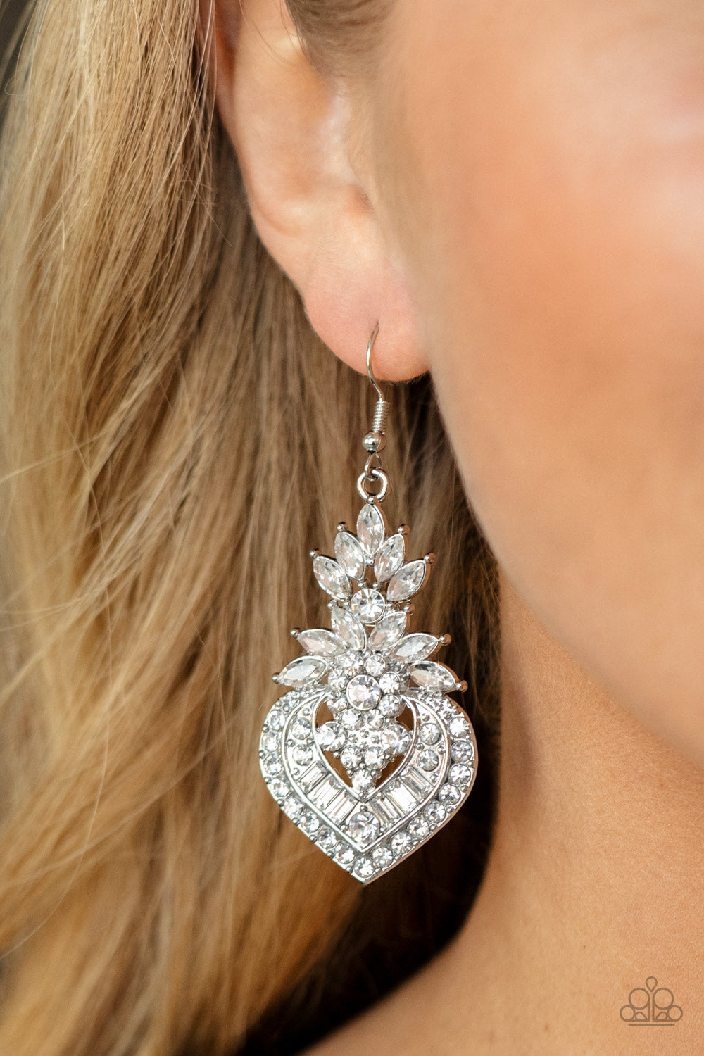 Paparazzi Earrings ~ Royal Hustle - White