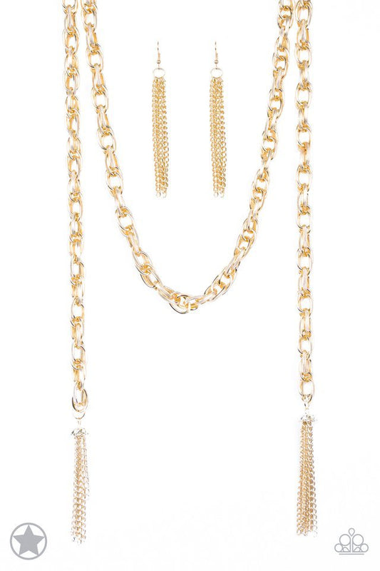 Paparazzi Blockbuster Necklace - SCARFed for Attention - Gold