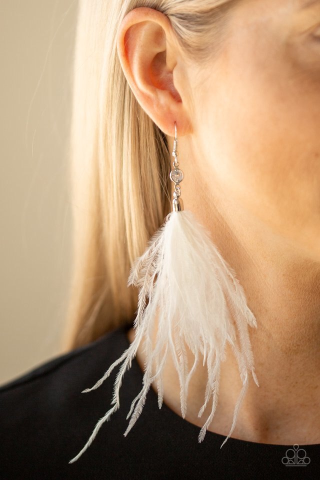 Paparazzi Earring ~ The SHOWGIRL Next Door - White