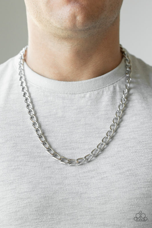 Men's Paparazzi Necklace ~ Big Win - Silver