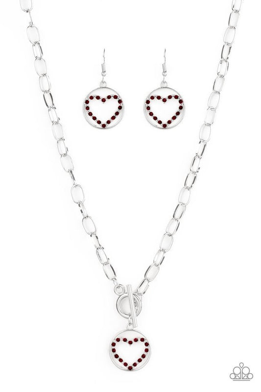 Paparazzi Necklace ~ With My Whole Heart - Red