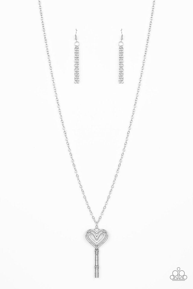 Paparazzi Necklace ~ Unlock My Heart - Silver