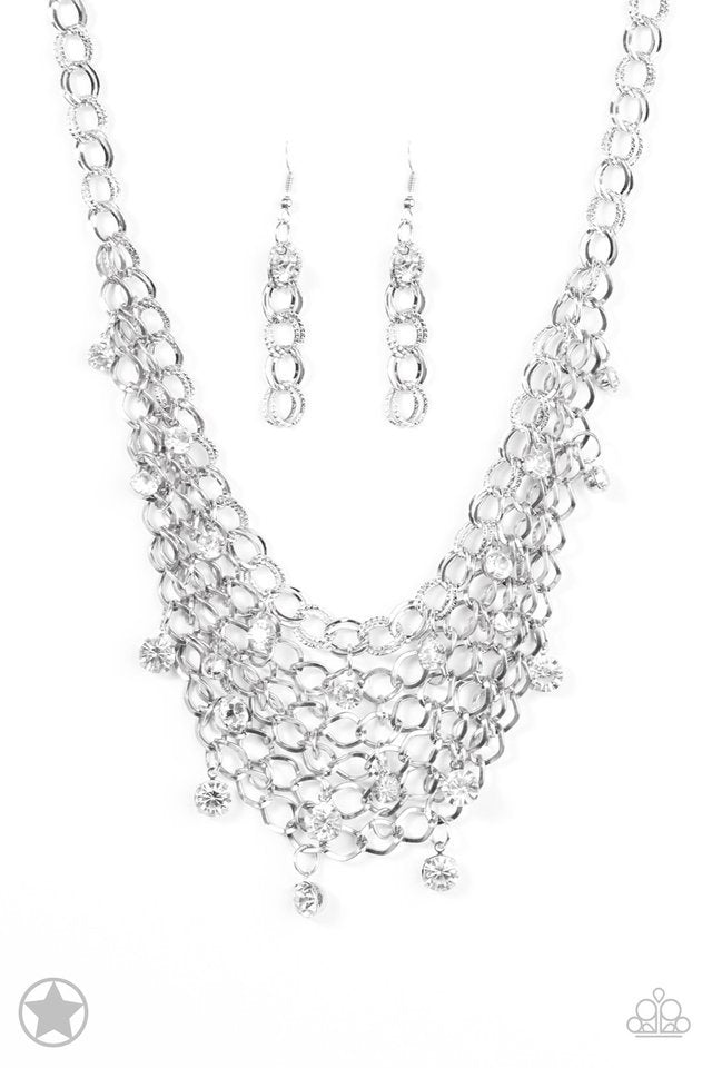 Paparazzi Blockbuster Necklace - Fishing for Compliments - Silver/White