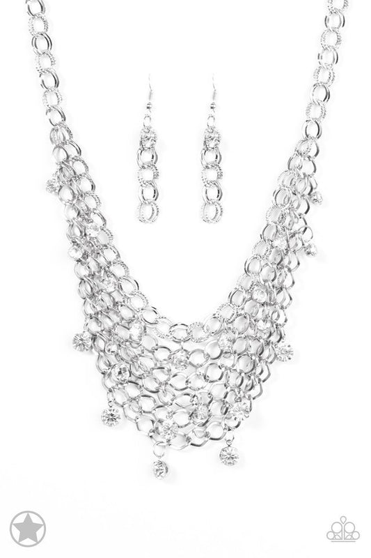 Paparazzi Blockbuster Necklace - Fishing for Compliments - Silver/White