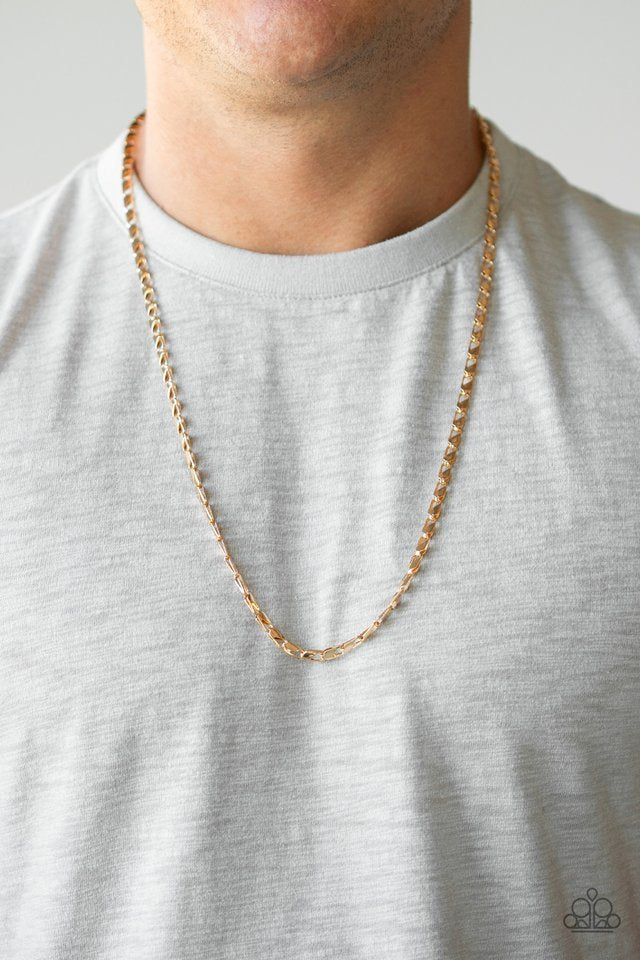 Men's Paparazzi Necklace ~ Free Agency - Gold