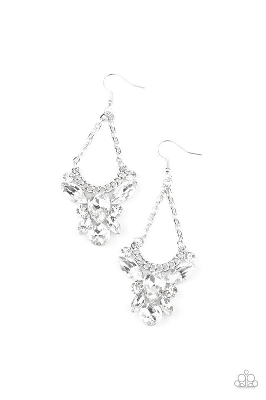 Paparazzi Earring ~ Bling Bouquets - White