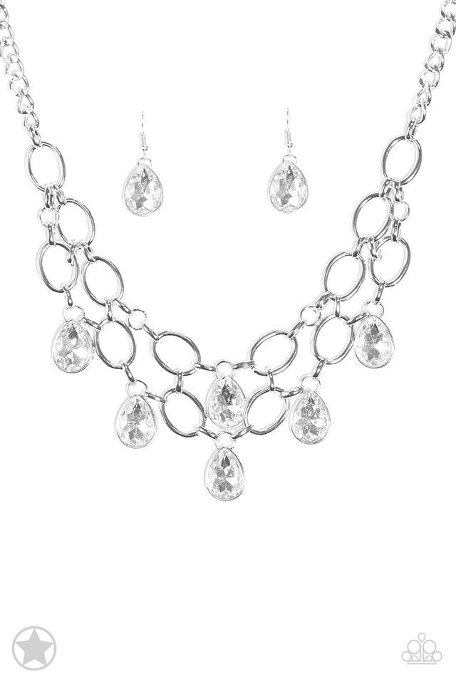 Paparazzi Blockbuster Necklace - Show - Stopping Shimmer - White