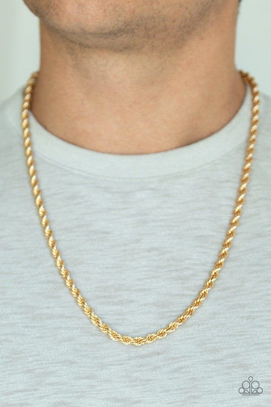 Men's Paparazzi Necklace ~ Double Dribble - Gold
