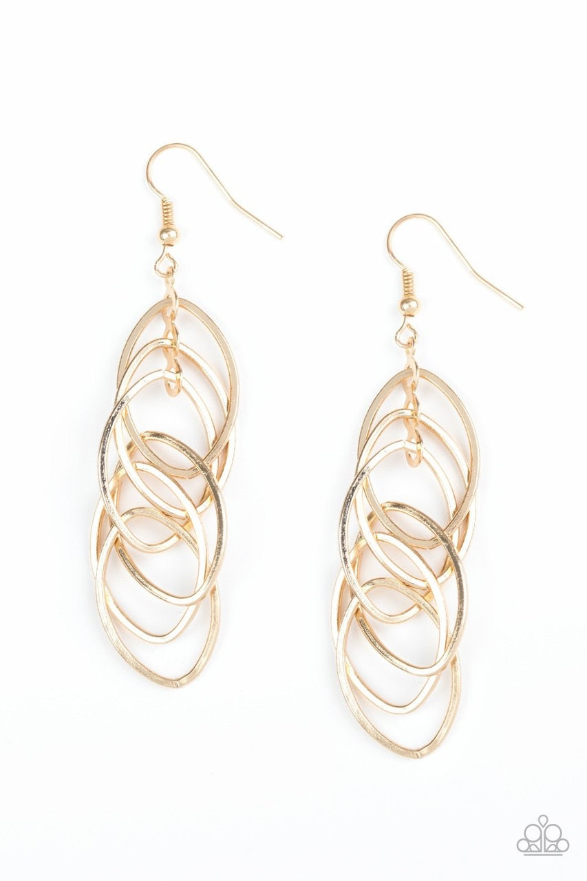 Paparazzi Earring ~ Tangle Tango - Gold