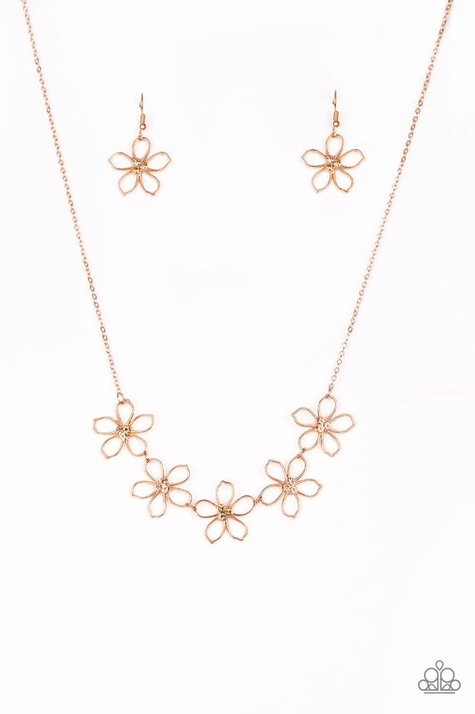 Paparazzi Necklace ~ Hoppin Hibiscus - Copper