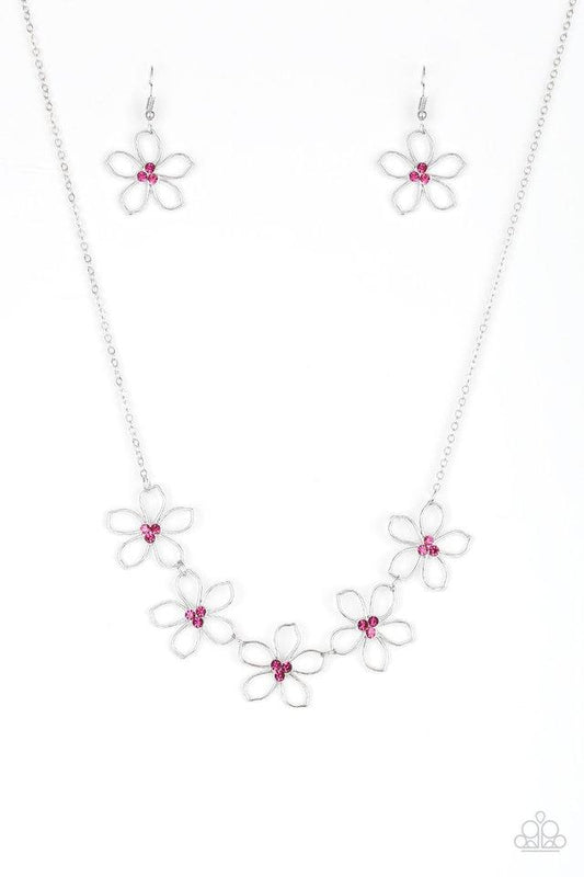 Paparazzi Necklace ~ Hoppin Hibiscus - Pink