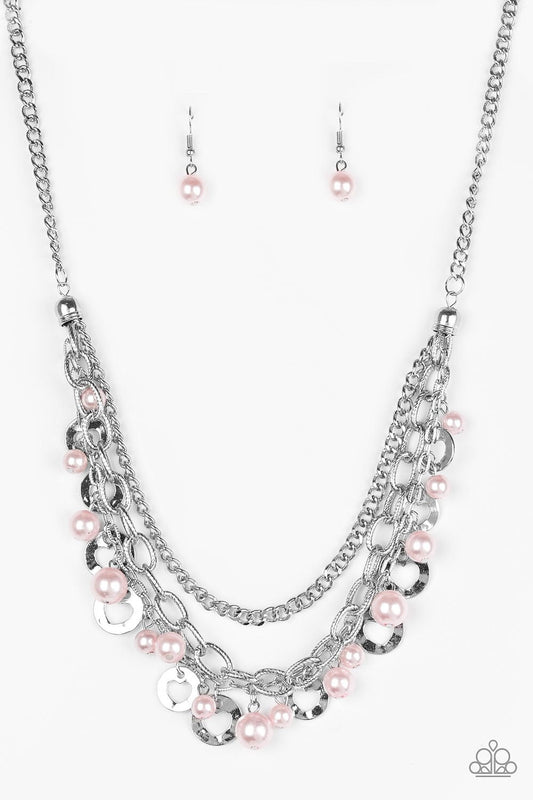 Paparazzi Necklace ~ Hoppin Hearts - Pink