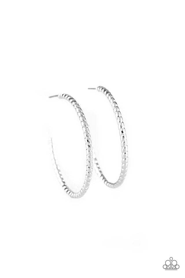 HOOP, Line, and Sinker - Silver - Paparazzi Earring Image