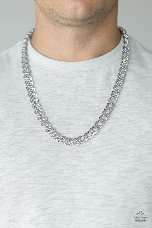 Men's Paparazzi Necklace ~ Undefeated - Silver