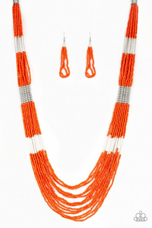 Let It BEAD - Orange  - Paparazzi Necklace Image