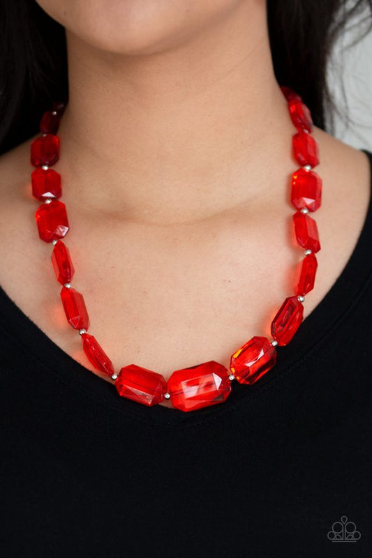 Paparazzi Necklace ~ ICE Versa - Red