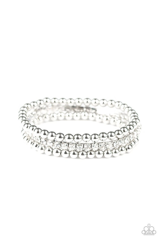 Glam Game - White - Paparazzi Bracelet Image