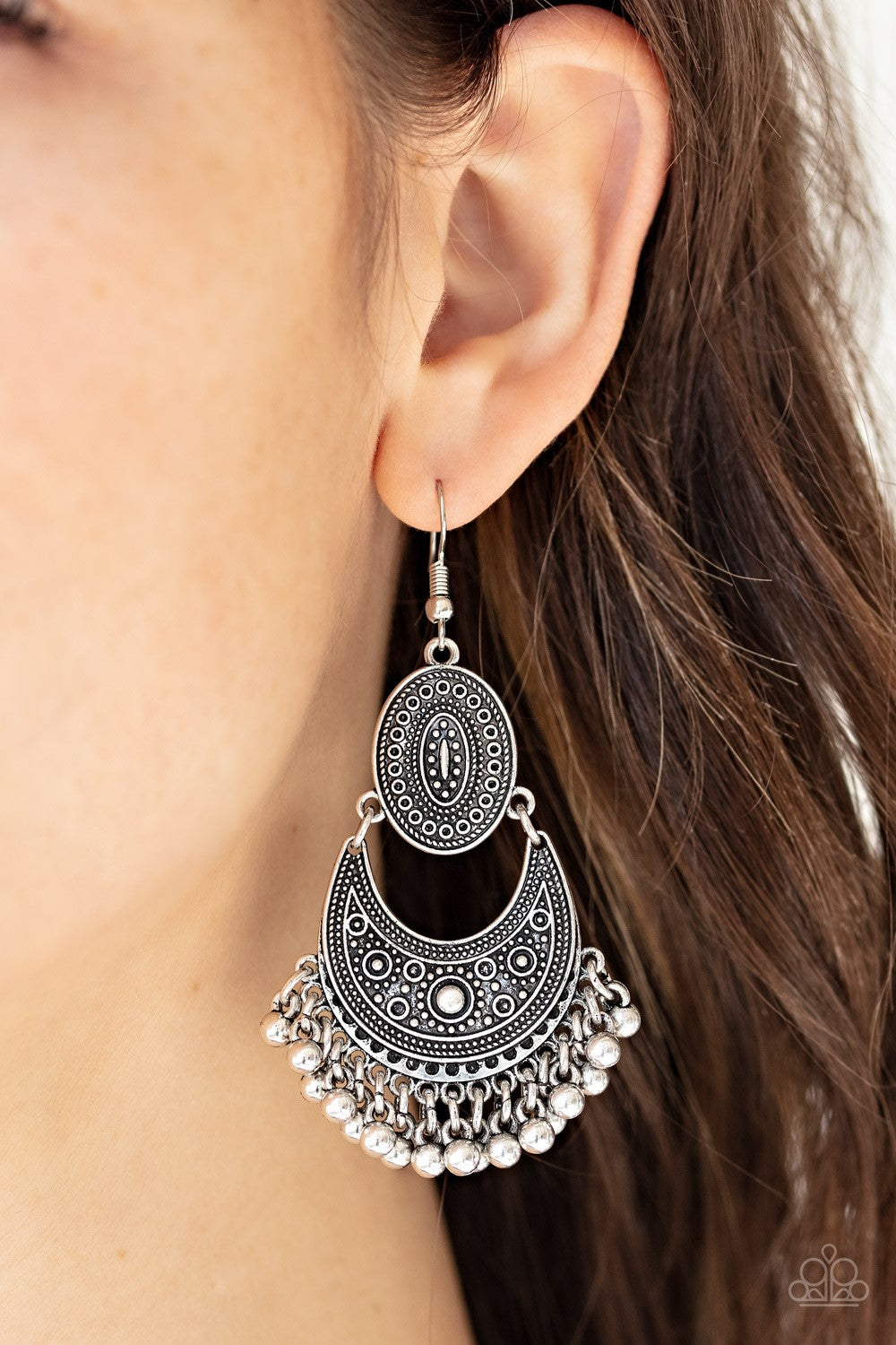 Paparazzi Earring ~ Western Trails - Silver