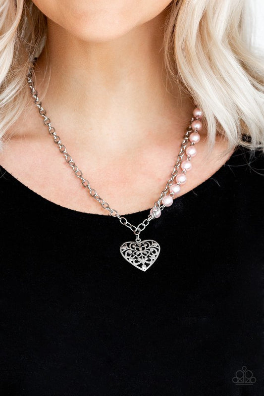 Paparazzi Necklace ~ Forever In My Heart - Pink