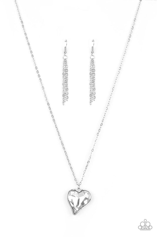 Paparazzi Necklace ~ Heart Flutter - White