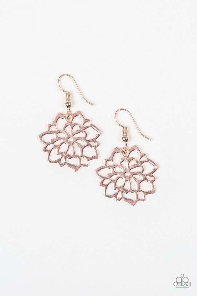 Paparazzi Earring ~ Darling Dahlia - Rose Gold