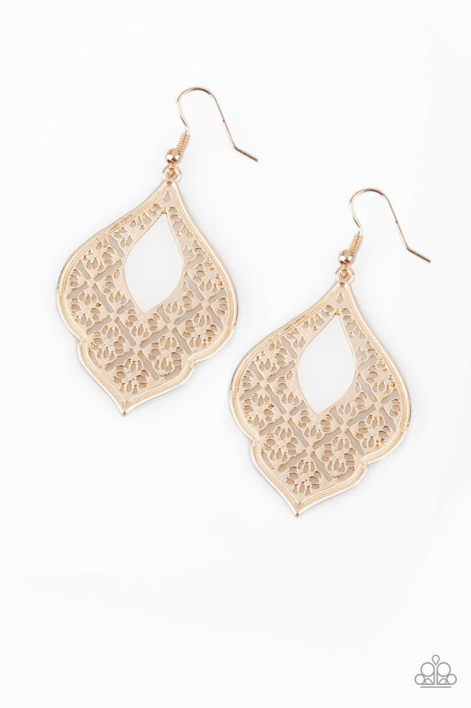 Paparazzi Earring ~ Totally Taj Mahal - Rose Gold