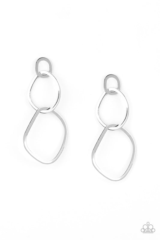 Paparazzi Earring ~ Twisted Trio - Silver