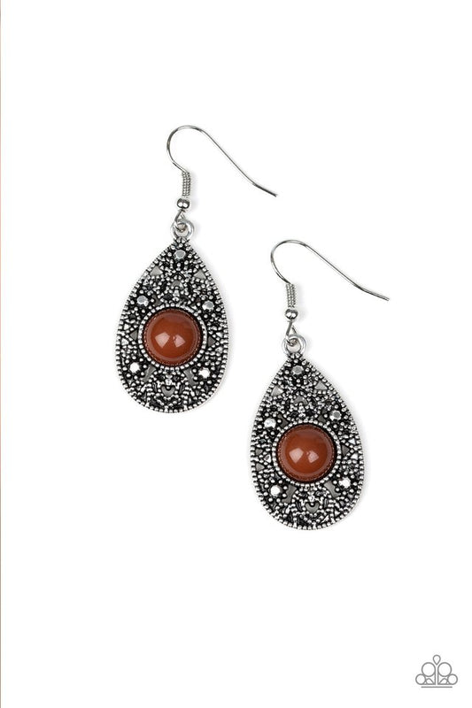 From POP To Bottom - Brown - Paparazzi Earring Image