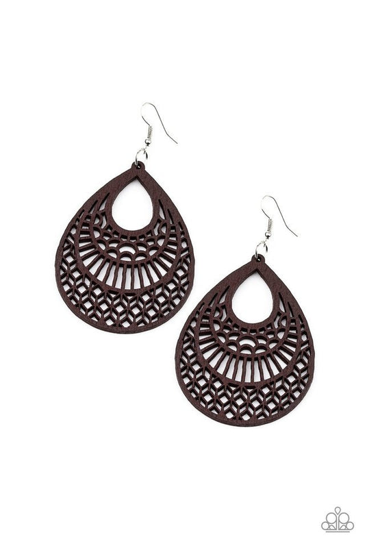 Paparazzi Earring ~ Shoulda Coulda WOODa - Brown