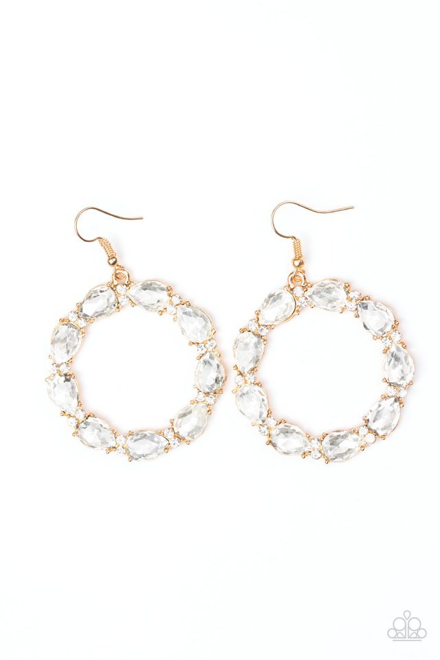 Paparazzi Earrings - Ring Around The Rhinestones - Gold