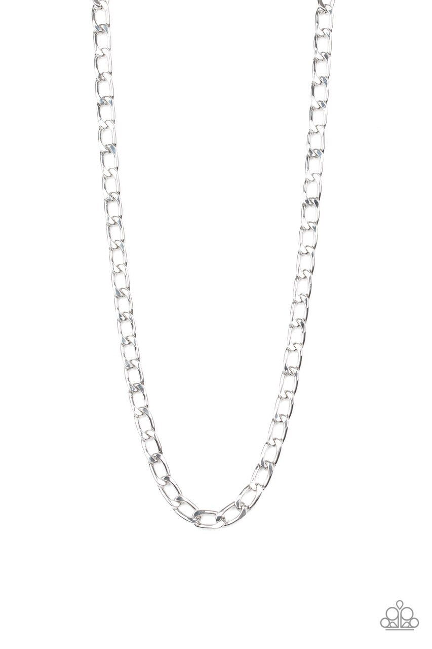 Men's Paparazzi Necklace ~ Big Win - Silver