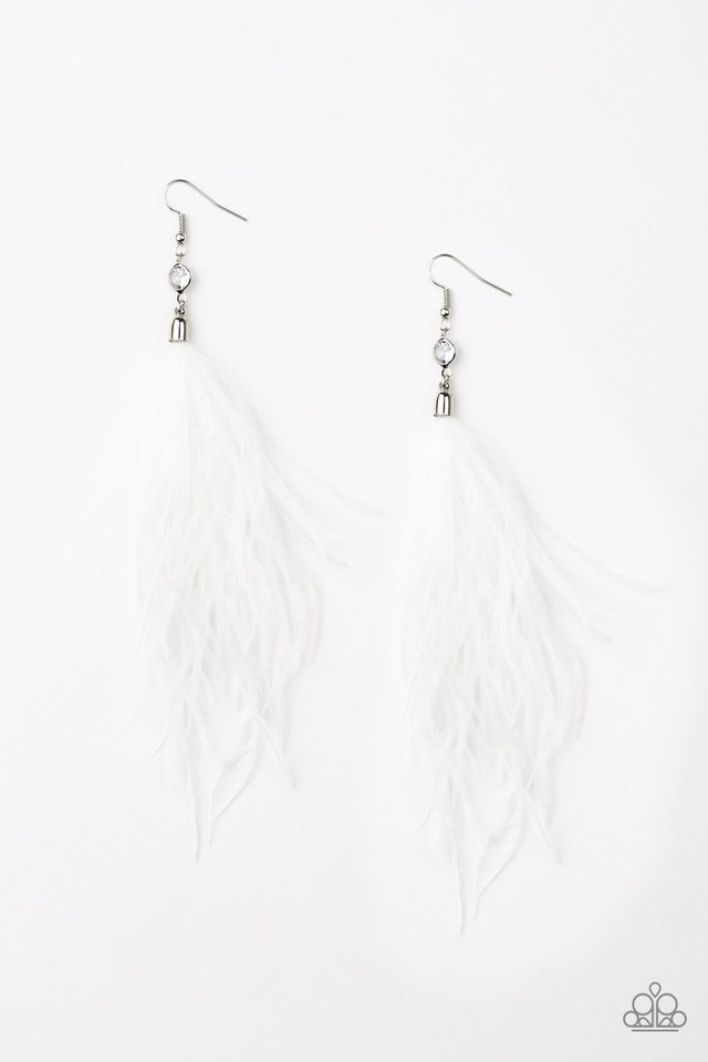 Paparazzi Earring ~ The SHOWGIRL Next Door - White