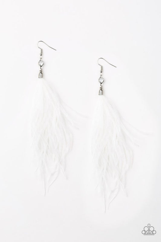 Paparazzi Earring ~ The SHOWGIRL Next Door - White