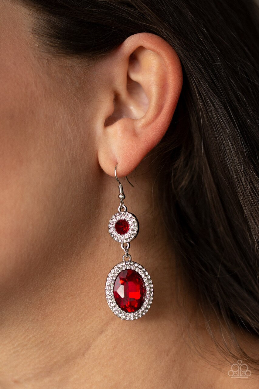 Paparazzi Earring ~ Let It BEDAZZLE - Red