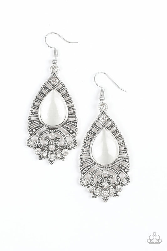 Paparazzi Earring ~ Majestically Malibu - White