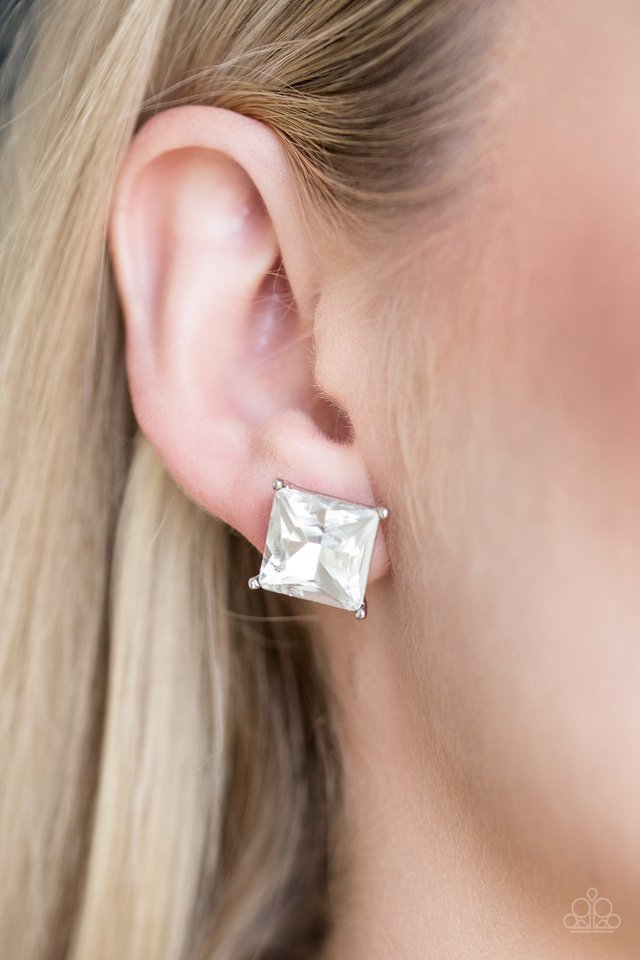 Paparazzi Earring ~ The Big Bang - White Post