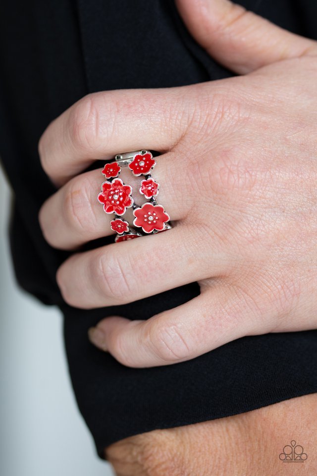 Paparazzi Ring ~ Floral Crowns - Red