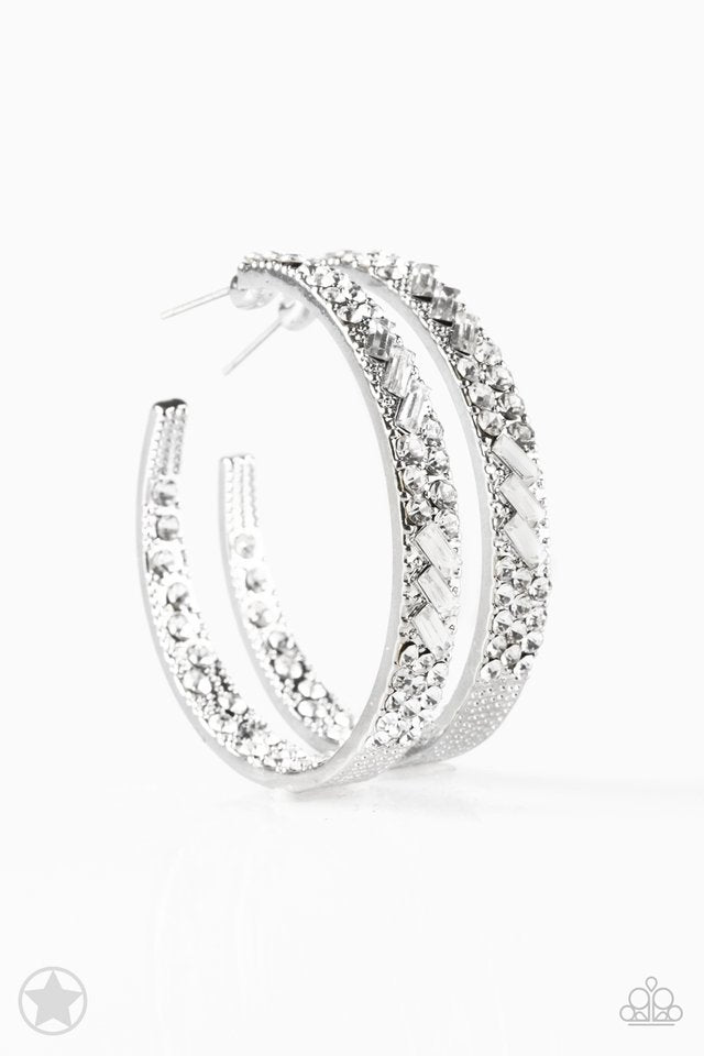 Paparazzi Blockbuster Earrings - GLITZY By Association - White