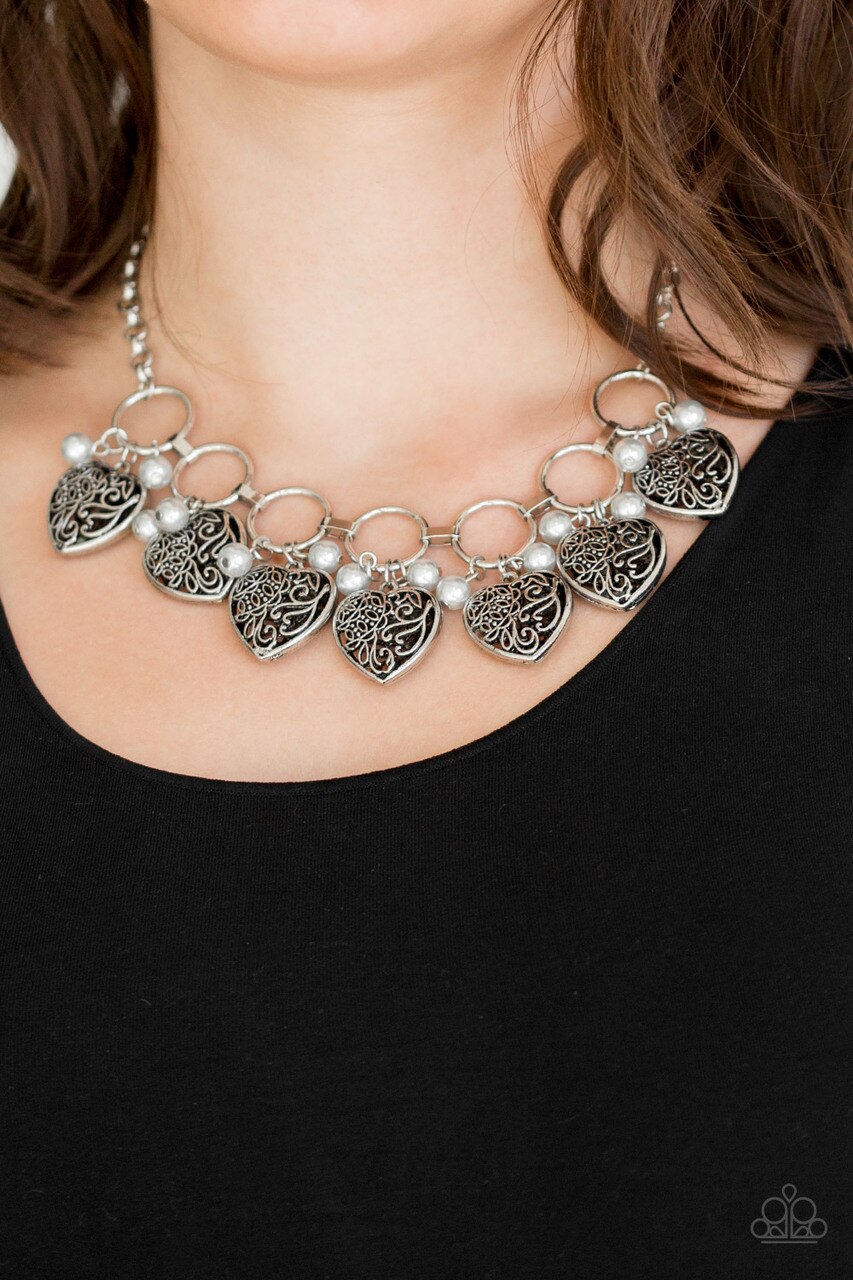 Paparazzi Necklace ~ Very Valentine - Silver