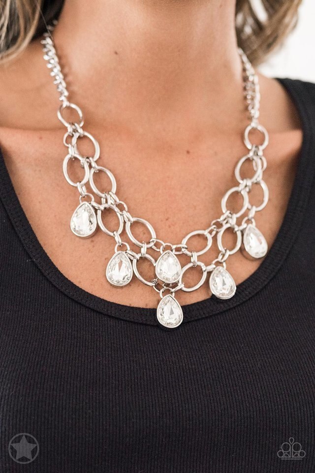 Paparazzi Blockbuster Necklace - Show - Stopping Shimmer - White