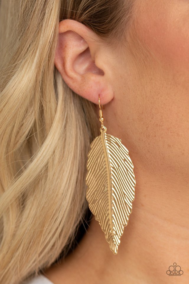 Paparazzi Earring ~ Lookin For A FLIGHT - Gold