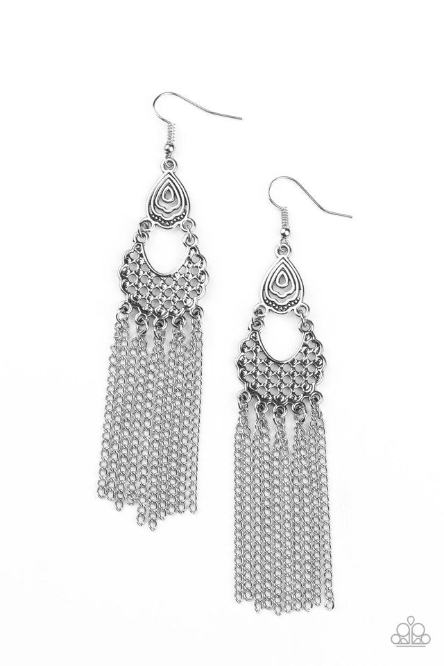 Paparazzi Earring ~ Insane Chain - Silver